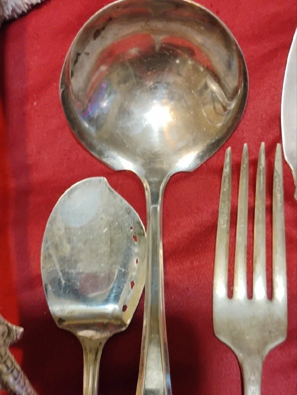 Antique/Vintage Silver-Plated Serving Utensil Set - Classic Silver
